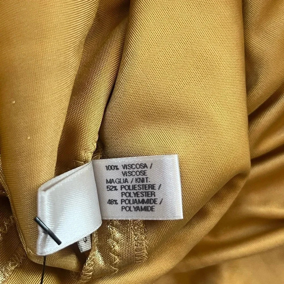 Bottega Veneta Square Neckline Gold Midi Dress Women Size XS, US2, IT38 - Picture 14 of 14